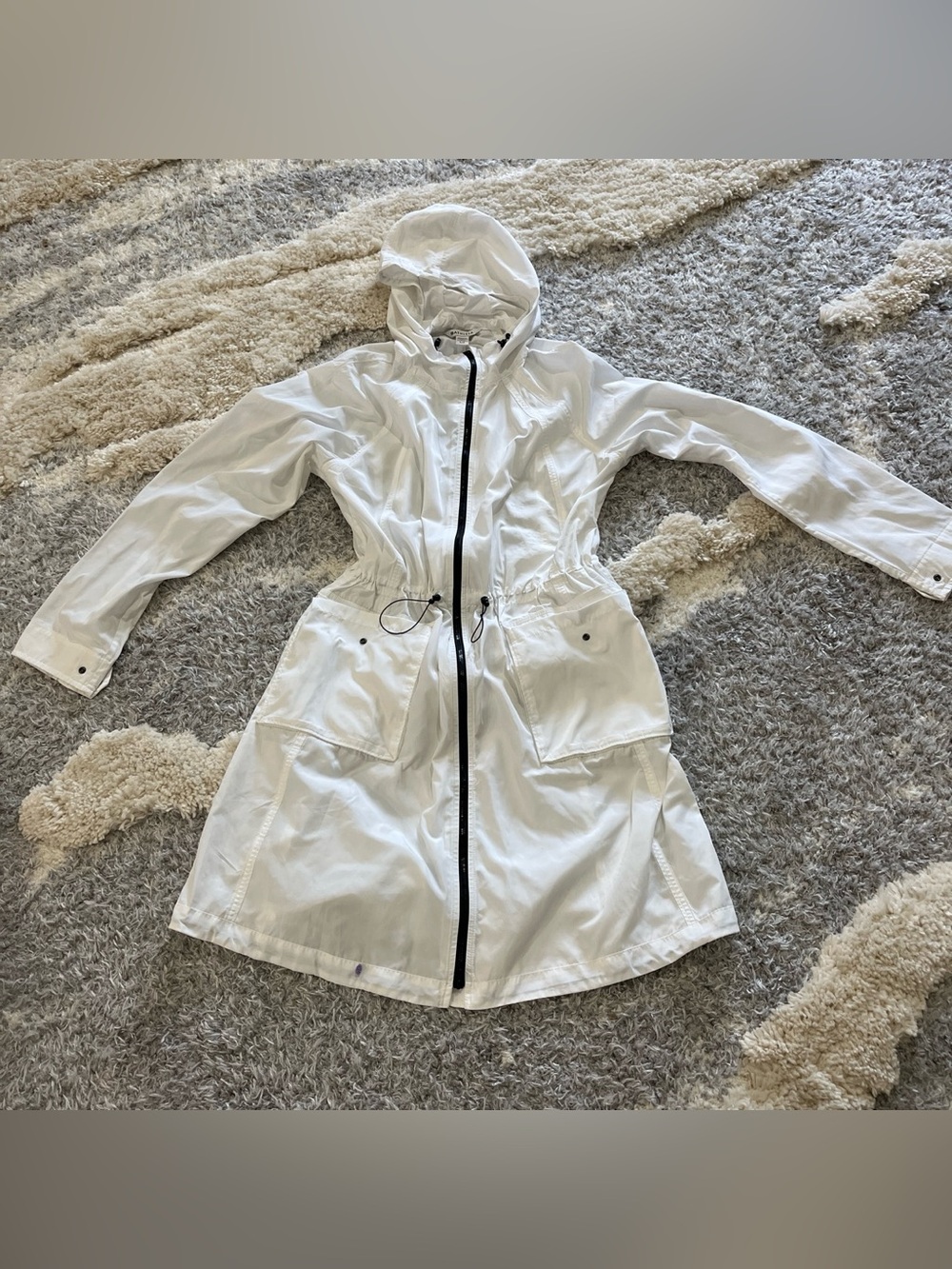 Athleta White Hooded Trench Anorak